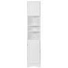 Multi-Functional Corner Cabinet Tall Bathroom Storage Cabinet with Two Doors and Adjustable Shelves; Open Shelf; White