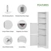 Tall Bathroom Corner Cabinet; Freestanding Storage Cabinet with Doors and Adjustable Shelves; MDF Board; White