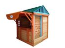 Eco-friendly Outdoor Wooden 4-in-1 Game House for kids garden playhouse with different games on every surface; Solid wood; 61.4"Lx45.98'Wx64.17H