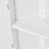 Multi-Functional Corner Cabinet Tall Bathroom Storage Cabinet with Two Doors and Adjustable Shelves; Open Shelf; White