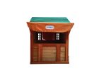 Eco-friendly Outdoor Wooden 4-in-1 Game House for kids garden playhouse with different games on every surface; Solid wood; 61.4"Lx45.98'Wx64.17H