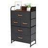 5-Drawer Dresser, 4-Tier Storage Organizer, Tower Unit for Bedroom, Hallway, Entryway, Closets - Sturdy Steel Frame, Wooden Top, Removable Fabric Bins