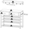 Entryway 4-tier Shoe Rack with Hall Tree; One Set Entryway Show Rack with Storage and Hooks