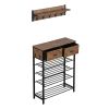 Entryway 4-tier Shoe Rack with Hall Tree; One Set Entryway Show Rack with Storage and Hooks