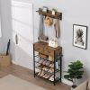 Entryway 4-tier Shoe Rack with Hall Tree; One Set Entryway Show Rack with Storage and Hooks