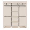 69" Portable Clothes Closet Non-Woven Fabric Wardrobe Double Rod Storage Organizer Beige