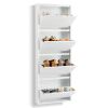 4 Drawer Shoe Cabinet, 4Tier Shoe Rack Storage Organizer, White Color