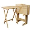 Set of 5 Natural Collapsible Tray Tables