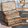 1pc 3 Layer Wooden Jewelry Organizer Box, Necklace Rings Bracelets Box, Travel Earrings Case