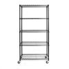 Black 5-Tier Rolled Wire Shelving Unit (36"W x 76"H x 18"D)