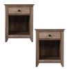 Set of 2 Farmhouse Nightstand, Wood Bedside Table with Drawer and Open Compartment, Light Brown XH