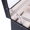 20 Compartments Dual Layers Elegant Wooden Watch Collection Box Black--YS