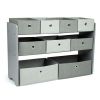 Children Toy Storage Metal Organizer with 9 Storage Bins, Gray