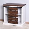 Living Room Wooden White Storage Cabinet with Barn Door 31.5 x 15.35 x 32 inch