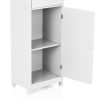 Modern Tower Tall Storage Cabinet with Doors & Drawer Wooden Floor Cabinet Home Furniture White