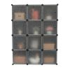 Cube Storage 12-Cube Closet Organizer Storage Shelves Cubes Organizer DIY Closet Cabinet with Doors White and Black Color RT