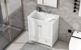 30" Bathroom Vanity with Sink;  Combo;  Cabinet with Doors and Drawer;  Solid Frame and MDF Board;  White