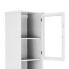 Modern Tower Tall Storage Cabinet with Doors & Drawer Wooden Floor Cabinet Home Furniture White