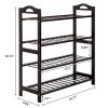 Concise 12-Batten 4 Tiers Bamboo Shoe Rack Coffee RT