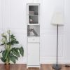 Modern Tower Tall Storage Cabinet with Doors & Drawer Wooden Floor Cabinet Home Furniture White