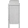 TREXM Large Storage Space Sideboard with Artificial Rattan Door and Metal Handles for Living Room and Entryway (Gray)