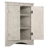 White Marble Triangle Bathroom Storage Cabinet with Adjustable Shelves; Freestanding Floor Cabinet for Home Kitchen