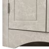 White Marble Triangle Bathroom Storage Cabinet with Adjustable Shelves; Freestanding Floor Cabinet for Home Kitchen