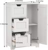 White freestanding storage cabinet for bathroom and living room (one door with three drawers)