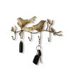 WILLART Handmade and Hand Painted Bird Design Metal Wall Hanging Antique 5 Key Hooks Key Holder Coat Hanger for Home DÃ©cor Wall DÃ©cor (36 cm x 14 cm)