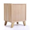 One Set of Wooden Nightstand with Two Drawers, End Table with Tall Legs, Multiple Usages Bedside Table, Indoors, Burlywood & White XH