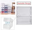 Foldable Shoe Box;  Stackable Clear Shoe Storage Box - Storage Bins Shoe Container Organizer;  8 Pack; White