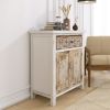 Weathered Wood Cabinet with 1 Drawer and 2 Doors Vintage Accent Storage Cabinet for Entryway;  Living Room