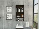 Mariana Medicine Cabinet; One External Shelf; Single Door Mirror Two Internal Shelves -Black