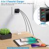 3 Packs 4-Port USB Wall Charger USB Hub Charger Wall Power Charging Plug Adapter Fit For Samsung Galaxy S9/S8