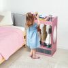 Kids Costume Organizer; Costume Rack; Kids Armoire; Open Hanging Armoire Closet with Mirror-PINK