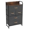 5-Drawer Dresser, 4-Tier Storage Organizer, Tower Unit for Bedroom, Hallway, Entryway, Closets - Sturdy Steel Frame, Wooden Top, Removable Fabric Bins