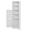 Tall Bathroom Corner Cabinet; Freestanding Storage Cabinet with Doors and Adjustable Shelves; MDF Board; White