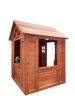 All Wooden Kids Playhouse with 2 windows and flowerpot holder; 42"Lx46'Wx55"H; Golden Red