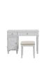 Bedroom Vanity Set w Stool Open Up Mirror Storage Space Drawers Rubber wood Ring Pull Handles White Color Vanity