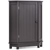 Bathroom Cabinet Triangle Corner Storage Cabinet with Adjustable Shelf Modern Style MDF Board; Black Brown