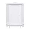 White Bathroom Cabinet Triangle Corner Storage Cabinet with Adjustable Shelf Modern Style MDF Board