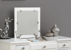 Classic 1pc Vanity Set w Stool White Color Drawers Open-up Mirror Bedroom Furniture Unique Legs Cushion Seat Stool Vanity