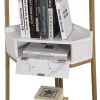 Corner Shelf with Two Drawers 72.64'' Tall; 4-tier Industrial Bookcase; Gold