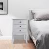 European Bedside Table-Three Pumps White  YJ