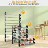 50-Pair Shoe Rack Storage Organizer 10-Tier Portable Wardrobe Tower Stackable Adjustable Shelf