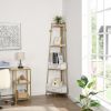 Corner Shelf with Two Drawers 72.64'' Tall; 4-tier Industrial Bookcase; Gold