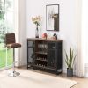 Miltifunctional Industrial Storage Cabinet; Wine Bar Cabinet for Liquor and Glasses; TV Stand & Media Entertainment Center Console Table