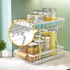 Under the sink Rack 2 Layer Bathroom Kitchen Pull-Out Metal Shelf Organizer White