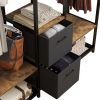 Independent wardrobe manager; clothes rack; multiple storage racks and non-woven drawer; bedroom heavy metal wardrobe storage rack; black