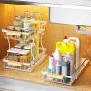 Under the sink Rack 2 Layer Bathroom Kitchen Pull-Out Metal Shelf Organizer White